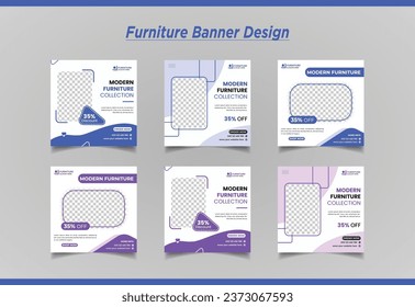 Creative Furniture sale social media post design package or Instagram post and facebook post or square banner template