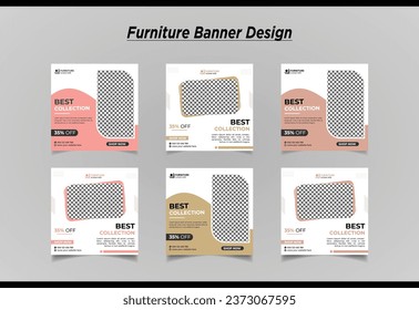 Creative Furniture sale social media post design package or Instagram post and facebook post or square banner template