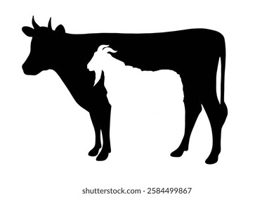 A creative fusion of a cow and a goat silhouette, symbolizing Eid al-Adha, sacrifice, and the spiritual essence of Islamic traditions.