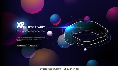 Creative futuristic concept. Modern template for web and print. Cross reality concept.