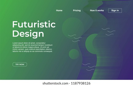 Creative futuristic design of landing page with abstract geometric gradient colorful background. Vector illustration eps 10.