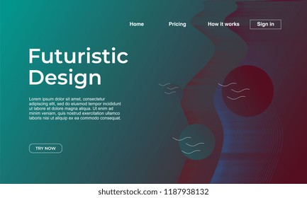 Creative futuristic design of landing page with abstract geometric gradient colorful background. Vector illustration eps 10.