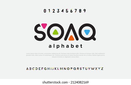 Creative futuristic modern urban alphabet. Typography for fashion, digital, sport, minimal technology font with number. Vector illustration.