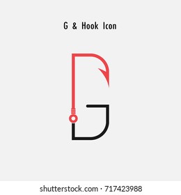 Creative G- Letter icon abstract and hook icon design vector template.Fishing hook icon.Alphabet icon.Vector illustration