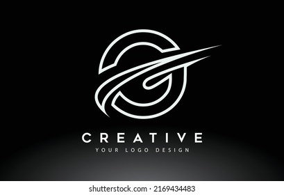 Creative G Letter Logo Design with Swoosh Icon Vector Illustration.