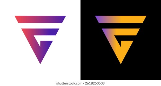 Creative G Letter Logo – Gradient Geometric Triangle Emblem on Split Background for Branding