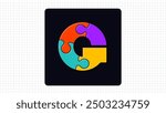 Creative G Letter Vector Puzzle Logo, Stylish Colorful Parts Logo Sign G Letter, G Character Logo Symbol