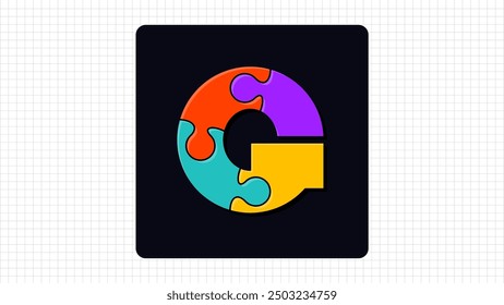 Creative G Letter Vector Puzzle Logo, Stylish Colorful Parts Logo Sign G Letter, G Character Logo Symbol