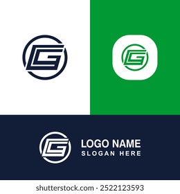 Modelo de logotipo Creative G com círculo verde.