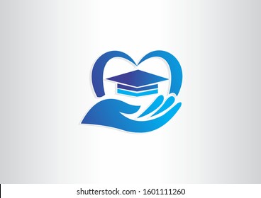 Creative gain knowledge symbol. Education logo design template with blue color concept