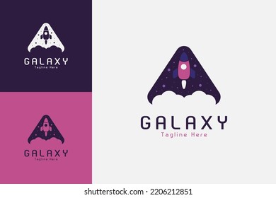 Creative galaxy and rocket logo template
