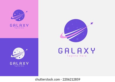 Creative galaxy and rocket logo template