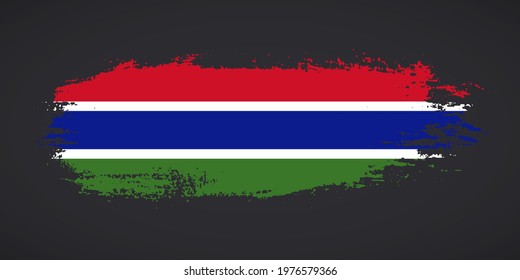 Creative Gambia country grungy brush flag for independence day
