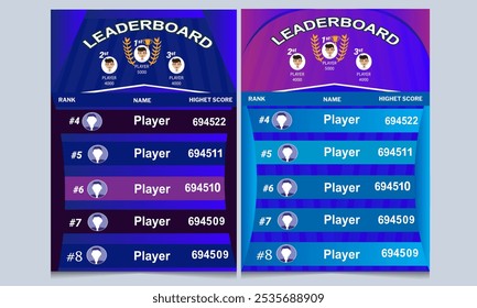 creative Game leaderboard with abstract background