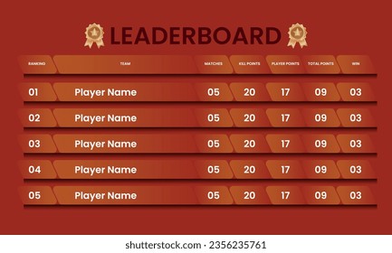 creative game leaderboard design vector, abstract colorful leaderboard