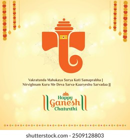 Creative Ganesh Chaturthi Wishes, Greetings Social media or Digital Marketing Design Post Vector Template.