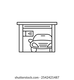 Imagem criativa do vetor da arte da linha do ícone da garagem.