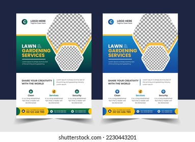 Creative garden lawn care flyer template