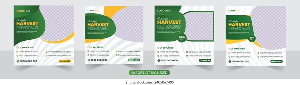 creative Garden Maintenance and Lawn Care Social Media post design template Set