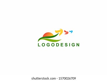 creative garden vector logo design template with sun light concept