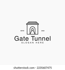 creative gate tunnel passenger construction iconic logo design vector illustration with modern, elegant and minimalist styles isolated on white background