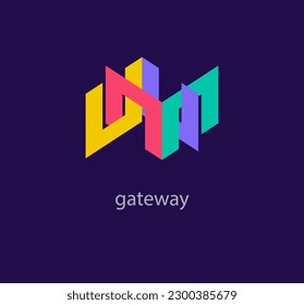 Creative gateway logo design. Unique design color transitions. Unique link template. vector