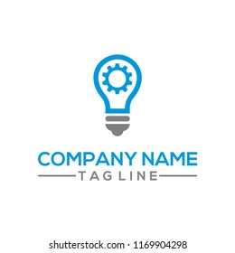 Creative gear and bulb vector logo template for energy, research, and innovation bussiness industry
