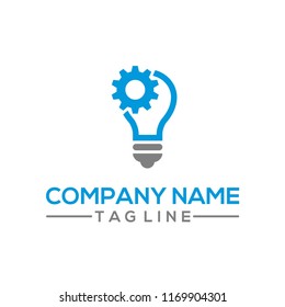 Creative gear and bulb vector logo template for energy, research, and innovation bussiness industry