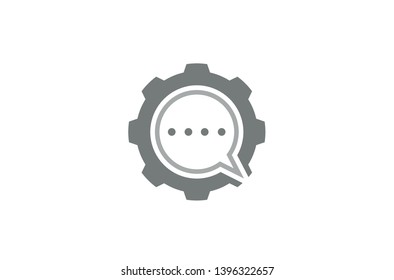 Creative Gear Chat Bubble Logo Design Illustration