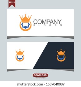 Creative gear crown concept logo vector design template