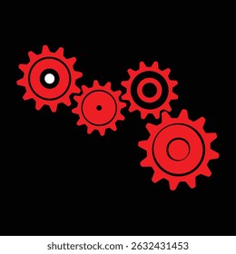 Creative gear doodle icon illustration featuring interconnected gears. A versatile design symbolizing teamwork, innovation, and mechanical processes, perfect for infographics or logos.