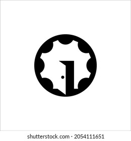 Creative gear door industrial icon logo design color editable vector illustration
