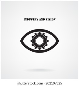 Creative gear with eye silhouette symbol on background 