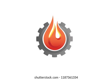 Creative Gear Fire Logo Symbol Vector Illustration