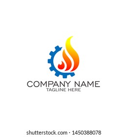 Creative Gear Fire Logo Symbol Vector illustration. Fire Gear - Logo template. Modern fire logo or icon design.