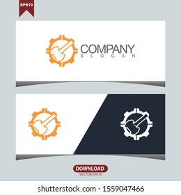 Creative gear hammer concept logo vector design template