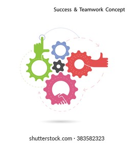 Creative gear and hand icon vector design.Progression of idea concept.Hand Ok symbol.Corporate business,education and industrial idea. Vector illustration