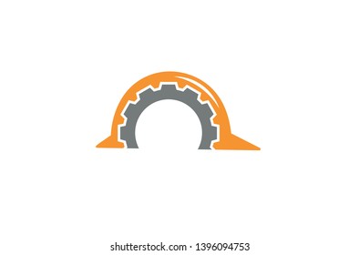 Creative Gear Helmet Construction Logo Design Illustration