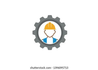 Creative Gear Helmet Worker Contractor Logo