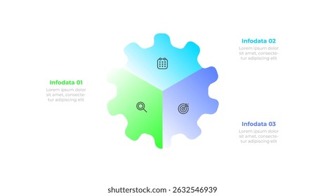 Creative gear infographic template with making icons and 3 options. Vector illustration. ideal for business presentations