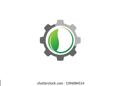 Creative Gear Leaf Agricultural technology Logo Design Illustration
