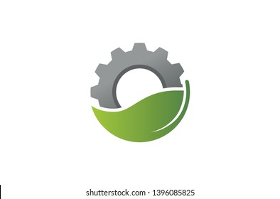 Creative Gear Leaf Agricultural technology Logo Design Illustration