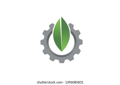 Creative Gear Leaf Agricultural technology Logo Design Illustration