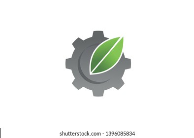 Creative Gear Leaf Agricultural technology Logo Design Illustration