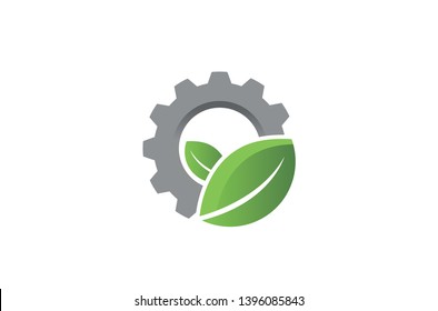 Creative Gear Leaf Agricultural technology Logo Design Illustration