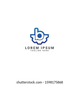 creative  Gear and letter B logo template. Logotype for heavy industry, auto parts store, workshop or repair service. Concept icon for engineering company. Simple style vector clip art.