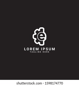 creative  Gear and letter e logo template. Logotype for heavy industry, auto parts store, workshop or repair service. Concept icon for engineering company. Simple style vector clip art.