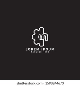 creative Gear and letter m logo template. Logotype for heavy industry, auto parts store, workshop or repair service. Concept icon for engineering company. Simple style vector clip art.