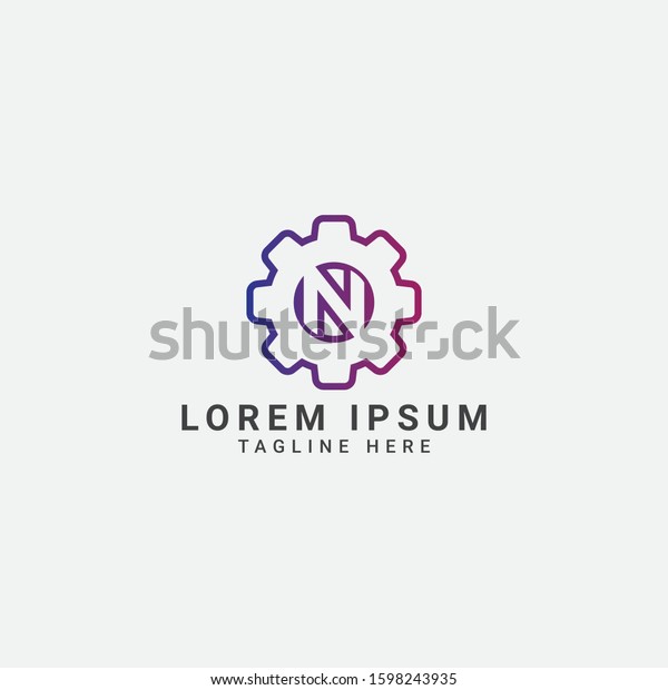creative Gear and letter N logo template. Logotype\
for heavy industry, auto parts store, workshop or repair service.\
Concept icon for engineering company. Simple style vector clip\
art.