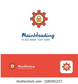 Creative Gear locked  Logo Design. Flat color Logo place for Tagline. Vector Illustration